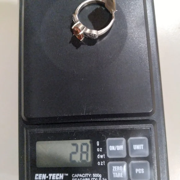 $10ππNEWπ₯ 925 S/S Size 6 Oval Imperial Topaz CZ/ Marcasite Baguette ringπ - Picture 9 of 11